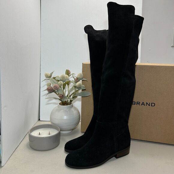 Lucky Brand Calypso Oiled Suede Tall Boots Over the Knee Black Women’s 5.5M NWB - Picture 1 of 9